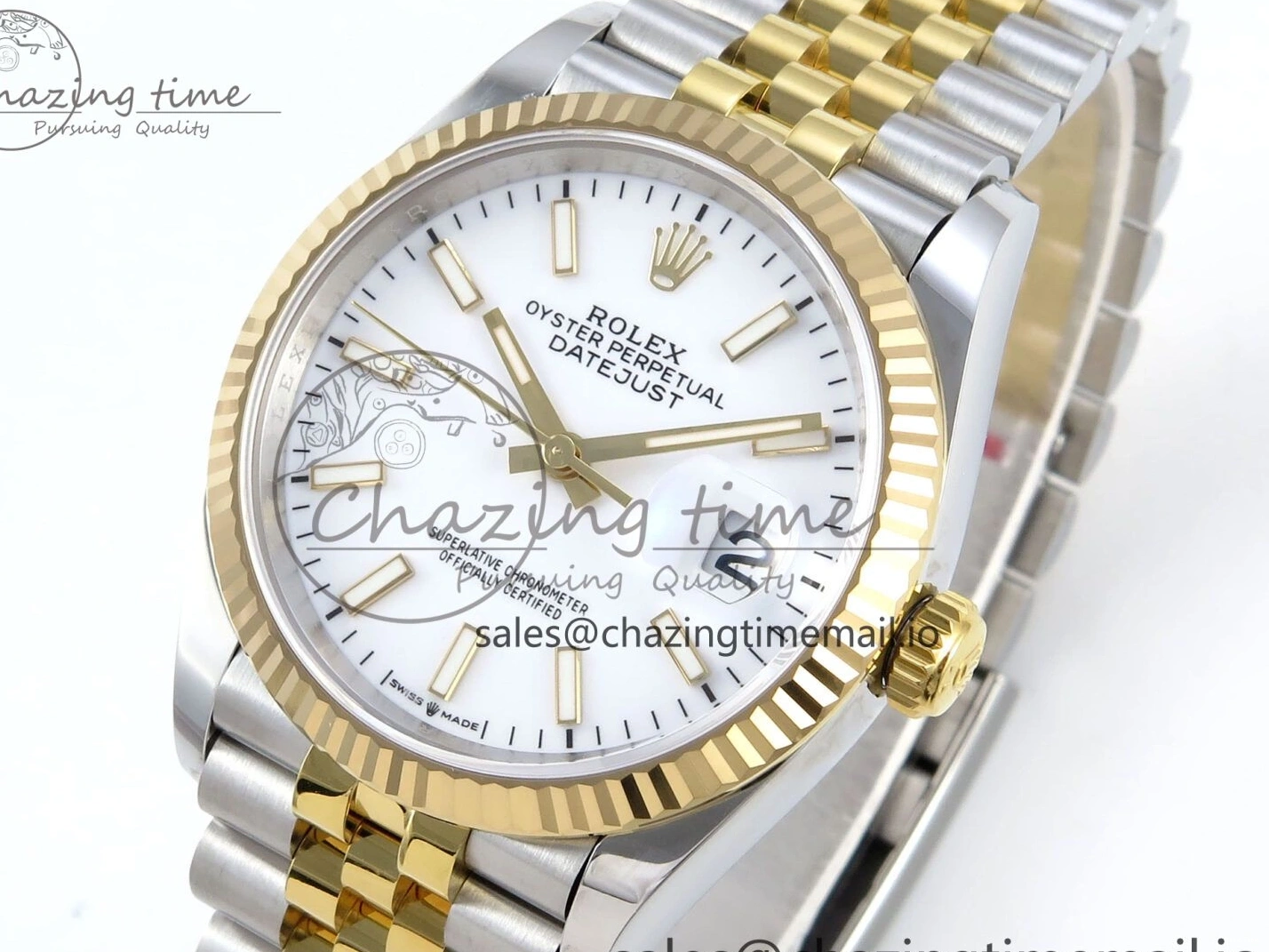 MiroTime 0126 DateJust 36 126233 EWEF Best Edition White Dial Stick Marker on SS YG Jubilee Bracelet A Affordable 618